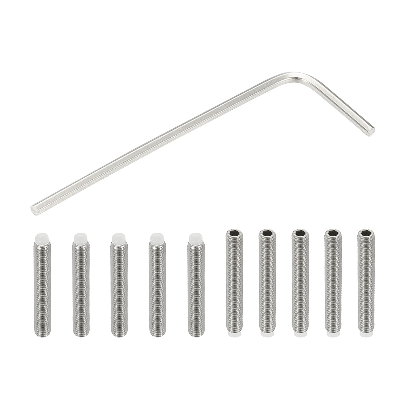 PATIKIL M3x20mm NyLon Tip Grub Screw, 10pcs 304 StainLess SteeL Metric Hex Socket Head Cup Point BoLt Anti SLip InternaL Hex Drive Hardware with l Key Wrench — image 1