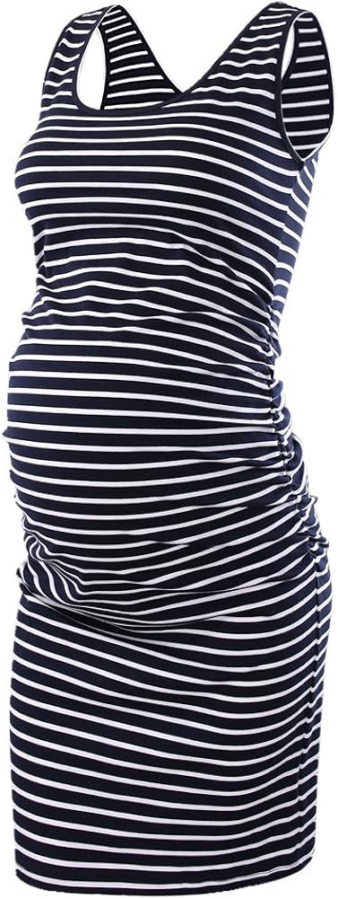 Liu & Qu Women's Maternity Sleeveless Tank Dresses Side Ruching Bodycon Dress for Daily Wearing or Baby Shower at  Women’s Clothing store