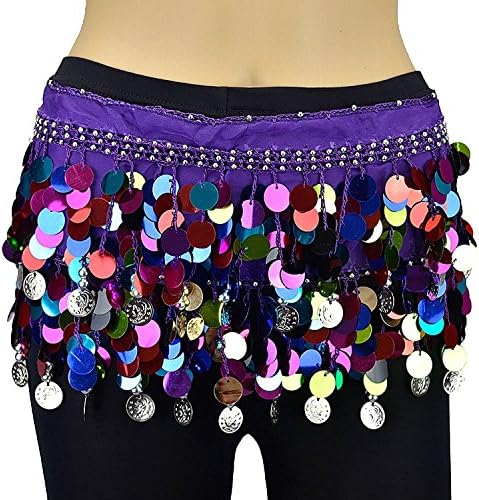 Hip Shakers Womens Tribal Multi Color Hip Scarf Belly Pallette With Gold Coins