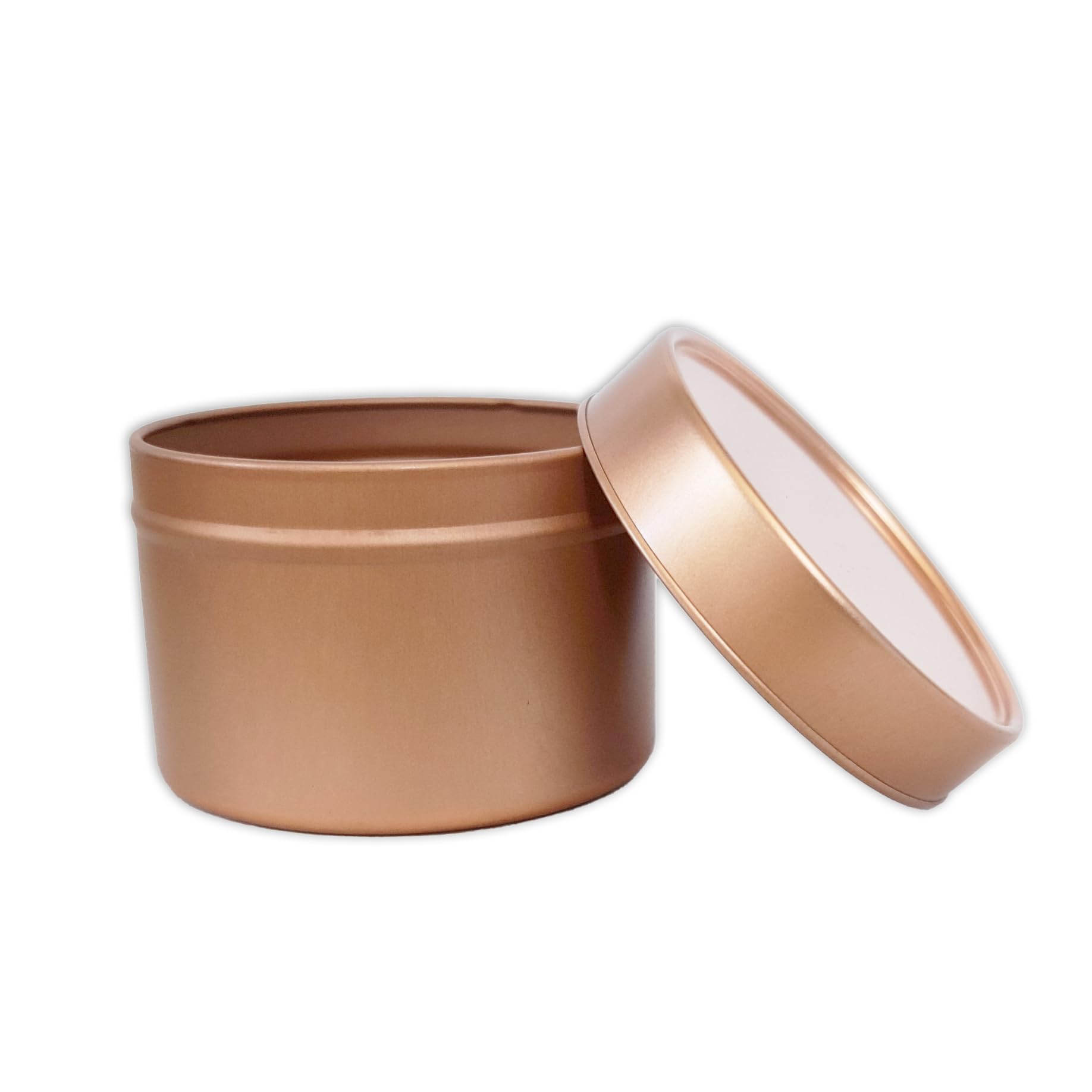 SHC Web 20 x 100ml Rose Gold Candle Tin - Gifts/Sweets/Beauty/Wax/Balm - 100g Round Candle Making Jar - Push on Lid 65mm