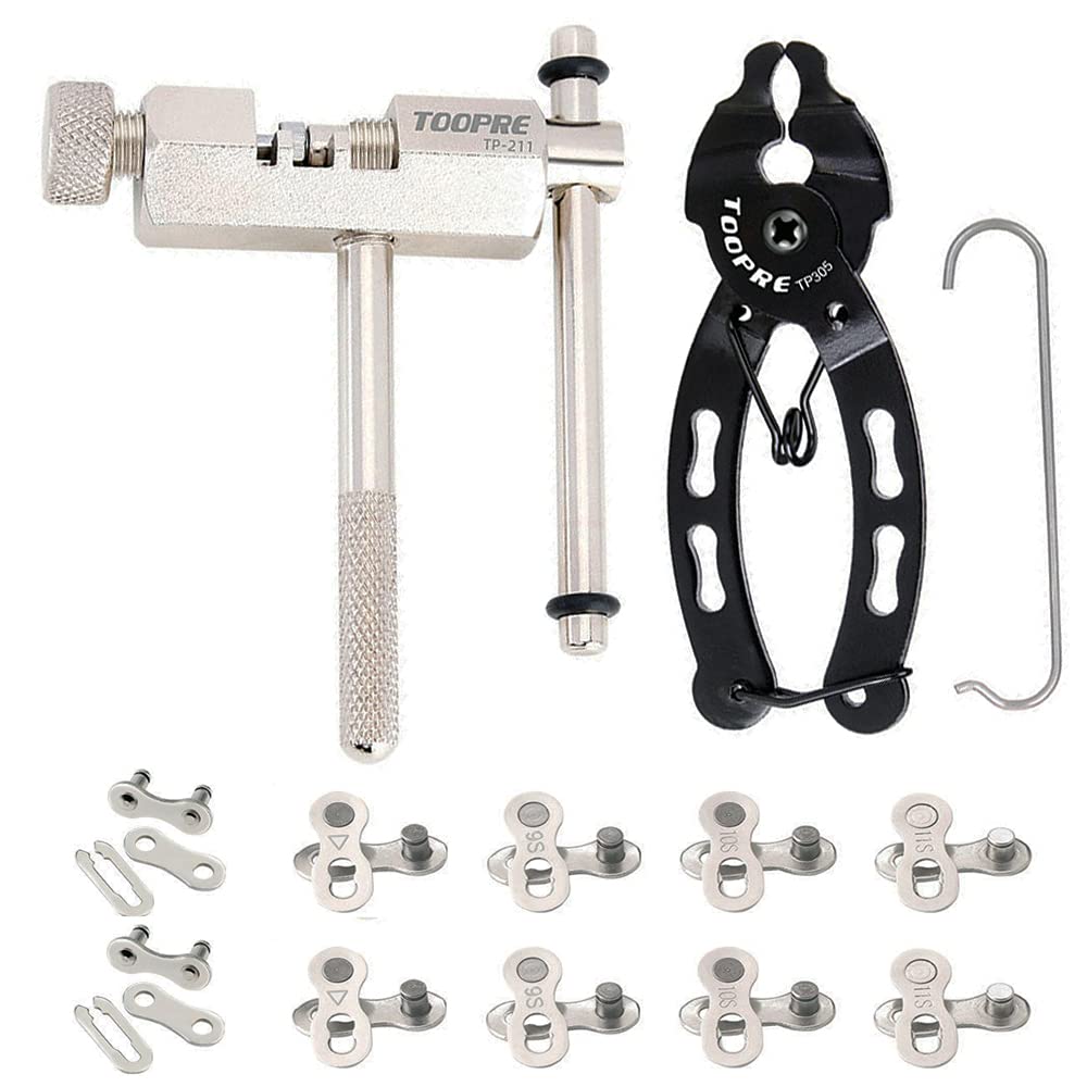 Cycearth Bike Link Plier+Chain Breaker Splitter+10 Pairs Magic Quick Release Buckle Missing Link,Bicycle Chain Opener Remover for Single/6/7/8/9/10/11 Speed Chains Repair Tool Kit