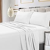 Tribeca Living 600 Thread Count Egyptian Cotton Deep Pocket Sheet Set with Bonus Pillowcases, King, White