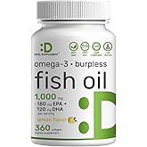 DEAL SUPPLEMENT Omega-3 Fish Oil Burpless Formula from Wild Caught Deep Sea Fish, 360 Softgels | 1,000mg Fish Oil with 180 EPA &amp; 120 DHA per Serving | Natural Lemon Flavor | Non-Gmo, cGMP Manufactured
