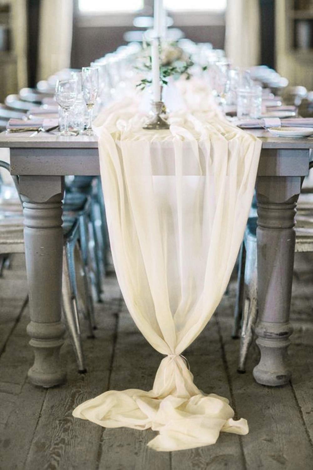 Best sheer dusty blue table runner