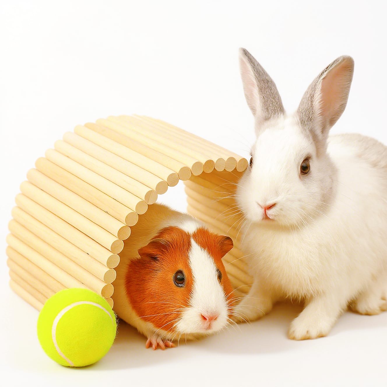 Pet Hideout Bridge,Wooden Rodents Chewing Climbing Tunnel Small Animal Bendy Bridge Ramp Hut Hideout for Guinea Pigs Ferrets Hedgehogs Chinchillas and Other Rodents