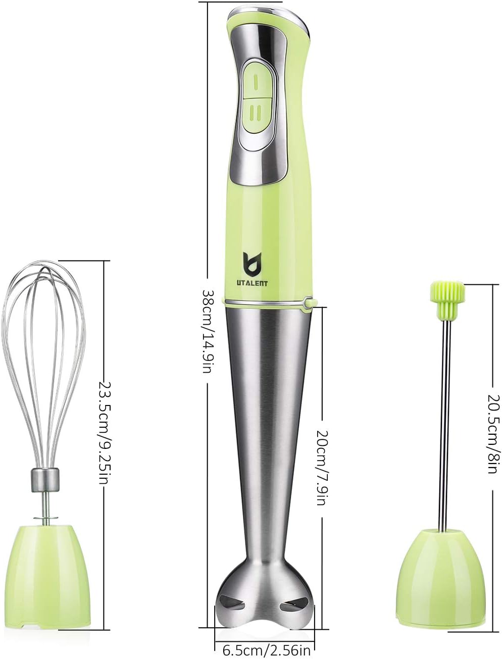 Immersion Hand Blender, Utalent 3-in-1 8-Speed Stick Blender with Milk Frother, Egg Whisk for Coffee Milk Foam, Puree Baby Food, Smoothies, Sauces and Soups - Green: Kitchen & Dining