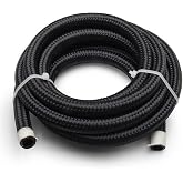 YIUIY 8AN 1/2" 10FT Fuel Line Hose, CPE Braided Nylon Stainless Steel for Fuel Diesel Oil Coolant Fluid, Transmission Oil Cooler Line Coolant Hose - Black