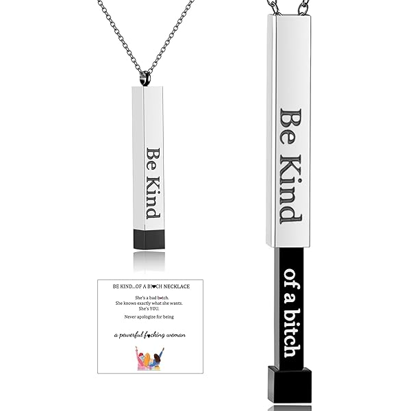 Be Kind...Of A Bitch - Verborgen Boodschap Ketting, Roestvrij Stalen 3D