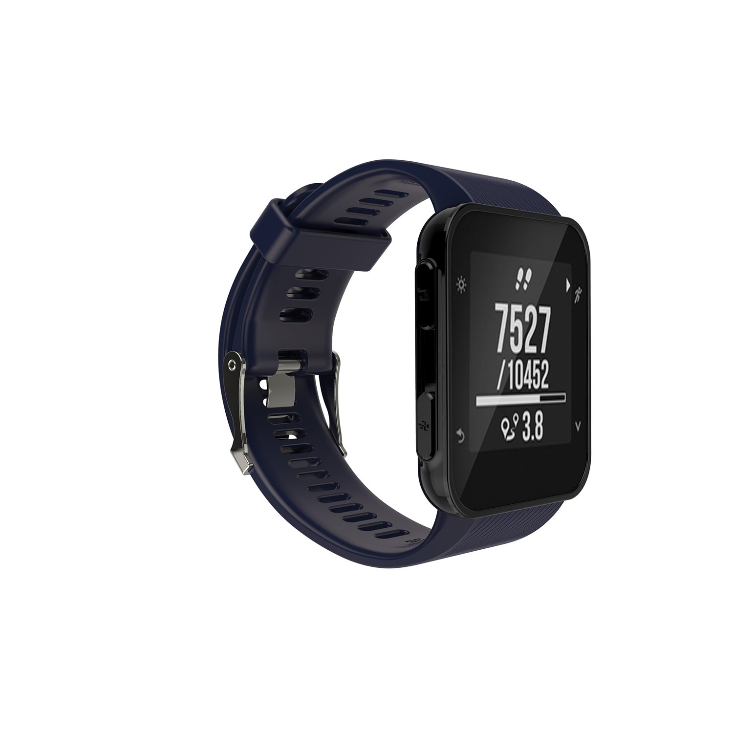 INF Navy Blue Soft Silicone Replacement Watch Band for Garmin Forerunner 35/30-22mm Width 140+97mm Length, Includes 1 Screwdriver + 4 Screws, Sporty Comfortable Strap (Watch Not Included)