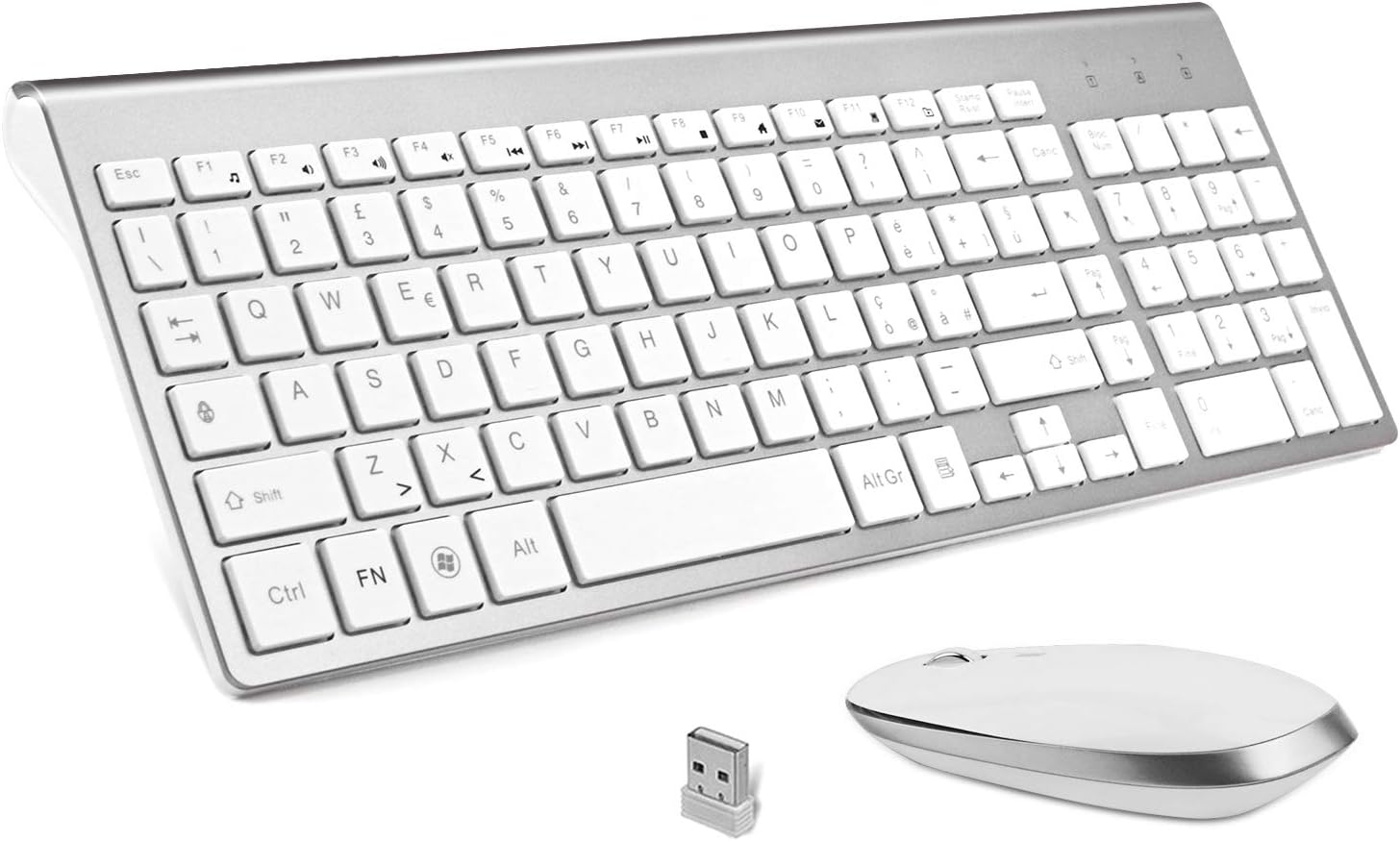 Tastiera Wireless Layout Italiano e Mouse, Fenifox Mouse Tastiera Wireless, Kit Keyboard Mouse Wireless 2.4G, Pulsante…