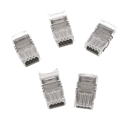 Segolike Pack of 5 Pieces Solderless RGB LED Strip Connector with 4 Pin for Led Strip to Extension Wire Connection