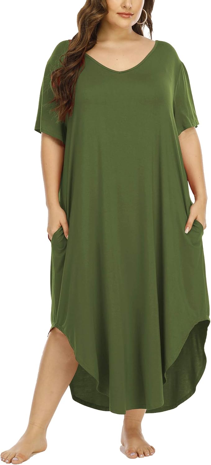 Buy Womens Plus Size Nightgowns Sleepwear Short Long Sleeve Sleep Dress