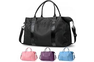 EASYFUN Travel Duffle Bag, Weekender Travel Bag Men Small Gym Bag for Women, Hospital Bag for Labor and Delivery, Overnight Bag Luggage Bag with Trolley Sleeve, Airplane Travel Essentials for Flying(Black)