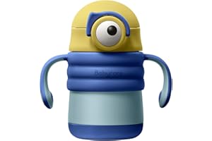 bc babycare Stainless Steel Sippy Cup, Toddler Cups with Straw and Handle, Leak Proof Toddler Straw Cups, Baby Sippy Cup, Insulated Cup, Insulated Cup, 6+ mths, 9.8oz Blue