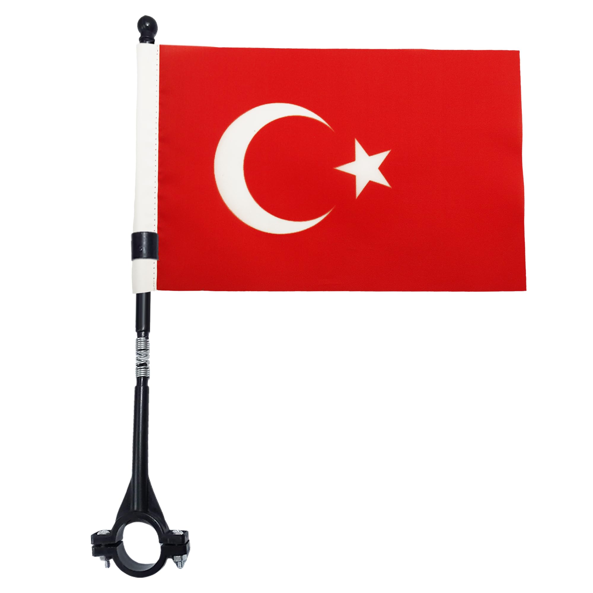 AZ FLAG - Turkey Bike Flag 4'' x 6'' - Turkish Bicycle Flag 100% Polyester 21 x 14 cm - Mini Banner with 12'' Black Plastic Pole