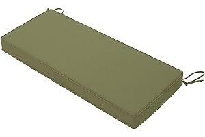 Favoyard Outdoor Bench Cushion 48 x 18 Inch Waterproof Patio Furniture Cushions 3-Year Color Fastness Garden Sofa Settee Couch Swing Pads with Handle and Adjustable Straps, Green