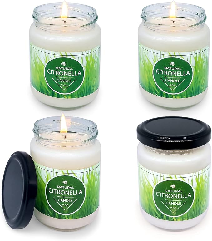 4 Packs Citronella Candles Outdoor Indoor for Summer, 7.0 OZ Long
