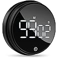 Ankilo Digital Magnetic Timer, Timer for Kids with Large LED Display, Adjustable Volume, Kitchen Timer for Cooking, Studying, Office, Black (Battery not Included)