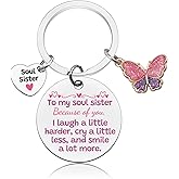 Soul Sister Keychain for Best Friend Women Soul Sister Birthday Gifts for Women Friendship Keychain for Bestie Birthday Gift for Best Friend Work Besties Mothers Day Christmas Graduation Gift for Her