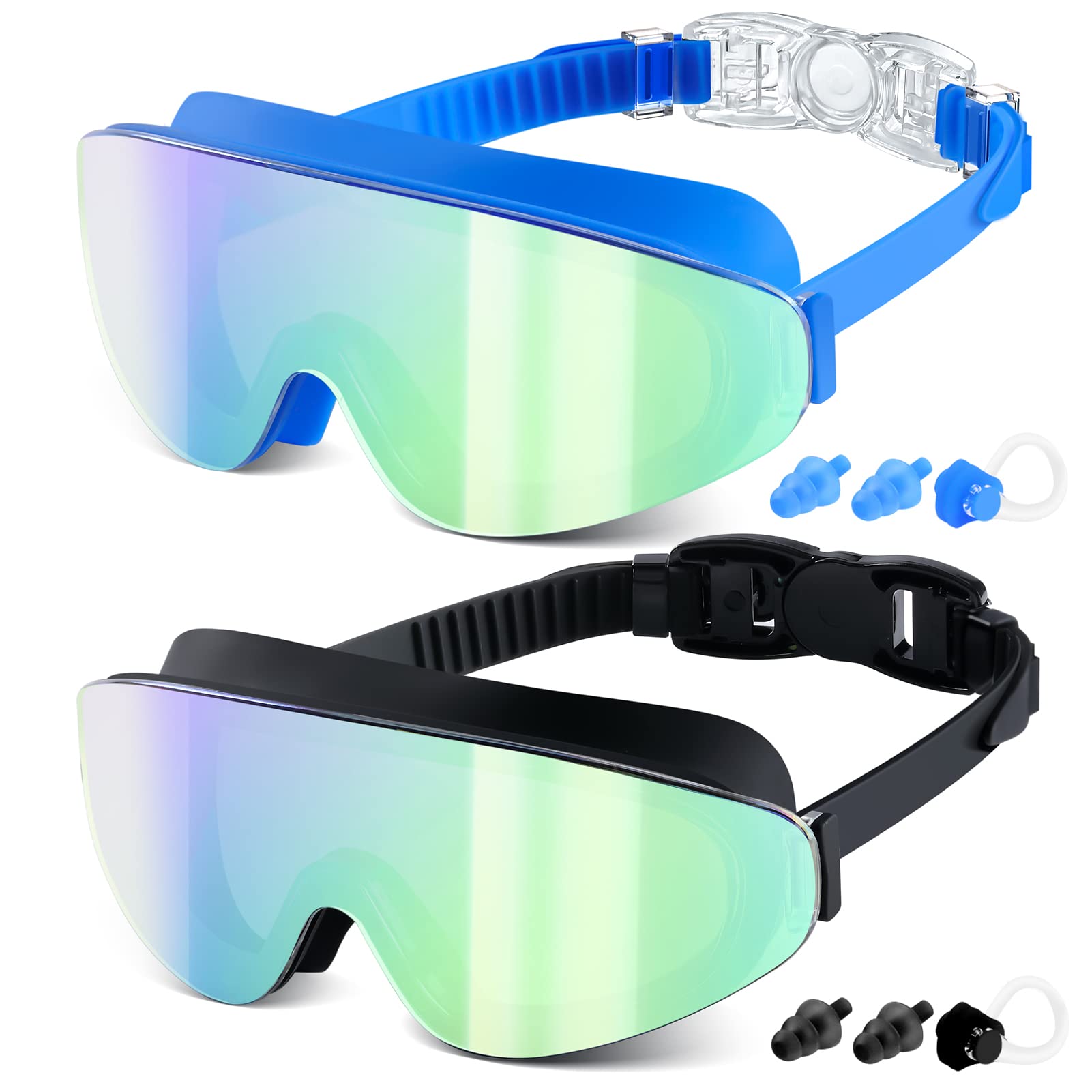 EasYoung Kids Swim Goggles for Age 6-12, 2-Pack Frameless Kids Goggles for Swimming, Anti-Fog, Waterproof, Boys & Girls