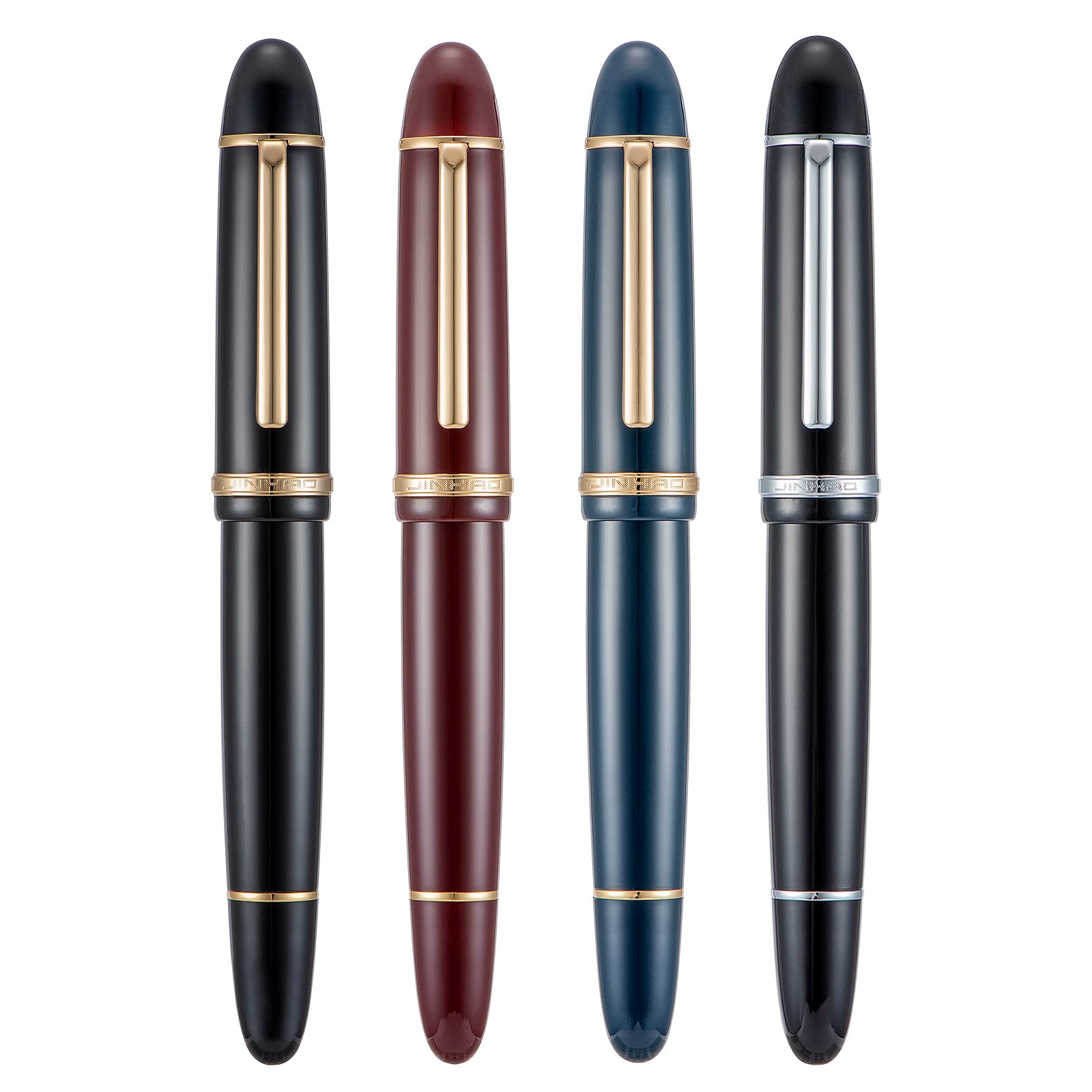 4 Colors Jinhao X159 Acrylic Fountain Pen Set, Size 8 Extra Fine Nib Classic Design Smooth Writing Pen with Ink Converter