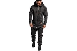 WUAI-MEN WUAI Onesie Men's Hooded Jumpsuit Zip Up One Piece Pajamas Playsuit Jogger Sweatsuit Overall Romper