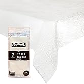 Paper Tablecloths for Rectangle Tables 7 Pack,White Disposable Paper Tablecloth, 3 Ply Paper & Plastic 54" x 108" Tablecover, Table Cloth for Various Occasions Parties, Indoor & Outdoor Banquet Use