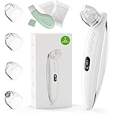 Facial Pore Blackhead Remover Vacuum Blackhead Extractor Face Scraper Cleansing Tool Sucker Rechargeable Pore Cleaner Kit for Women Men with 6 Adjustable Suction Levels, 4 Probes (White)