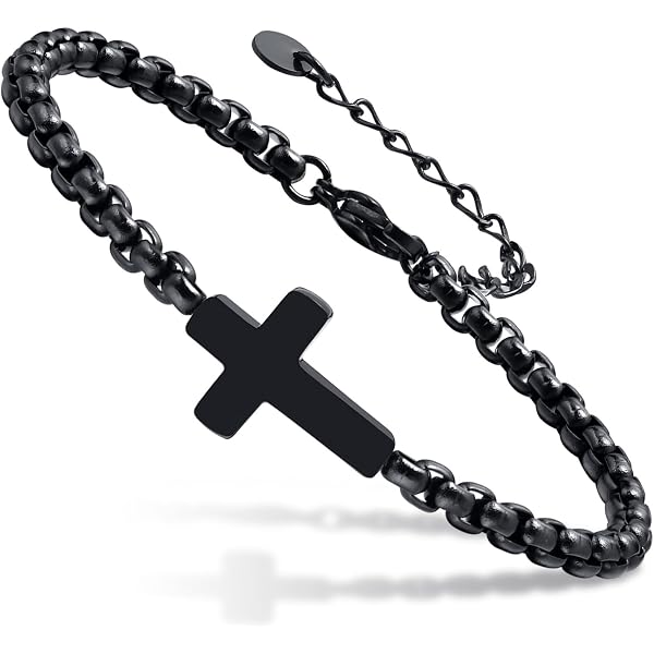 Adjustable Braided Rope Bracelet With Sideways Cross Charm - Gold/Silver Stainless Steel Faith Jewelry For Men & Women