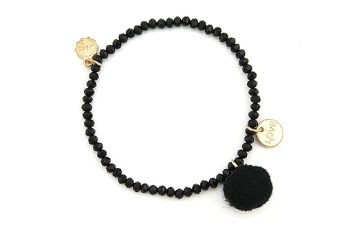 Lizas Armband Schmuckarmband mit bunter Bommel und Loveanhänger