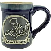 Glen Appin Stoneware Mug Scotland Pottery Mug for Coffe or Beer 16.9 oz(500 ml) (Thistle/Scotland - Blue)