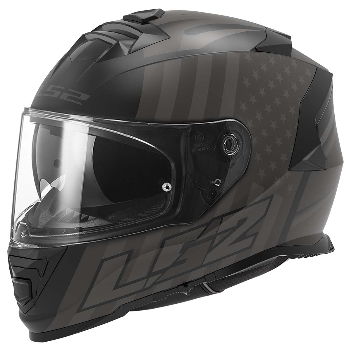 LS2 Helmets Assault Full Face Motorcycle Helmet W/ SunShield (Flag Matte Black/Gray - X-Large) Image