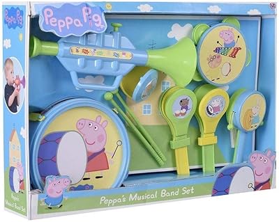 Peppa Pig Musical Band Set Drum Trumpet Tambourine Ages 3+ HTI Toy