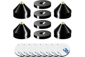 DUFRAY 4Sets HiFi Speaker Spikes Stand Feet Pad, 0.9x0.86in, Hi-end Speaker Isolation Feet Shock Absorber with Non-Slip Rubber Pads for Audio DAC Speaker Subwoofer Amp Turntables CD/DVD Players