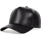 YY GEWETAO Leather Baseball Cap, Adjustable PU Leather Outdoor Sport Caps for Men Women