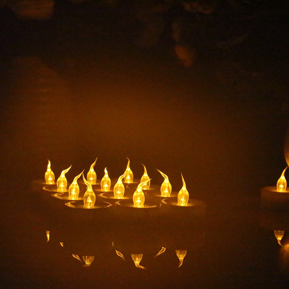 Topstone Tealight Candles with Flickering Amber Led Bulb and Timer,Remote Control,Electric Fake Candle Powered by High Capacity CR2450 Battery,Pack of 18