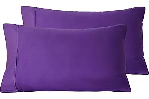 AYASW Pillowcases Queen Size Set of 2 Pieces Envelope Closure 1800 Double Brushed Microfiber Soft and Cozy Pillow Cases Set Wrinkle, Fade Resistant Purple 20x30 inches Easy Care Breathable