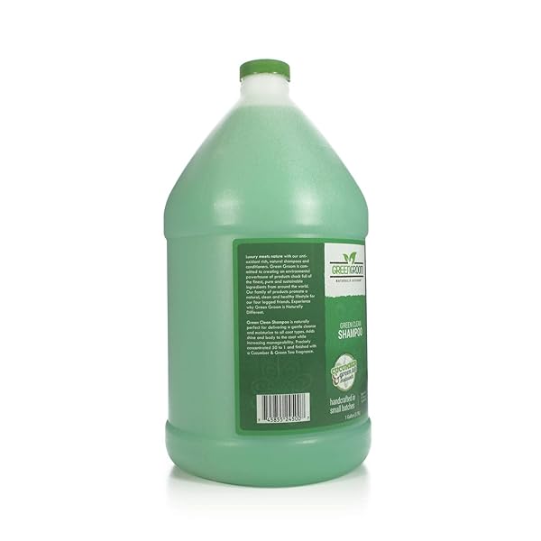 GREEN GROOM GREEN CLEAN DOG SHAMPOO, 1 GALLON – PLANT BASED INGREDIENTS, 50:1 CONCENTRATED, MOISTURIZES DRY ITCHY SENSITIVE SKIN, ANTIOXIDANT RICH, PROFESSIONAL GRADE