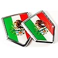 Newperlite Mexico Flag Decal Sticker Car Emblem Mexican Flag Car Decoration Accessories Chrome Shield for Truck Vehicles Cars, 2 Pack