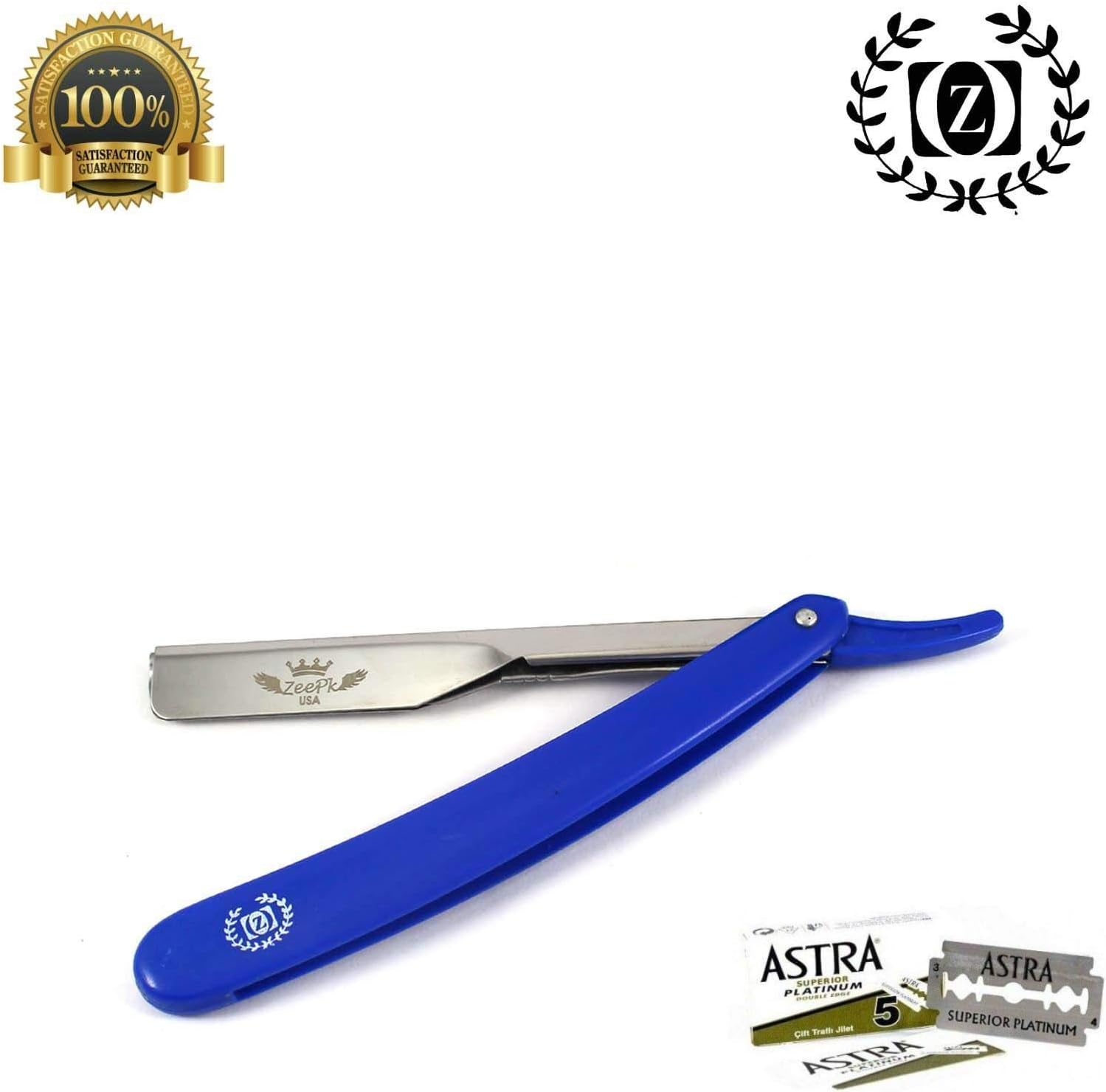 Zeepk Barber Salon Quality Men's Beard Cut Throat Straight Edge Razor Navaja + 10 Shaving Blades