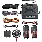Car Alarm System Push to Start Ignition Kit, PKE Passive Keyless Entry Car Alarm System with Remote Start, Push to Engine Start Stop（Connect to car Original Horn