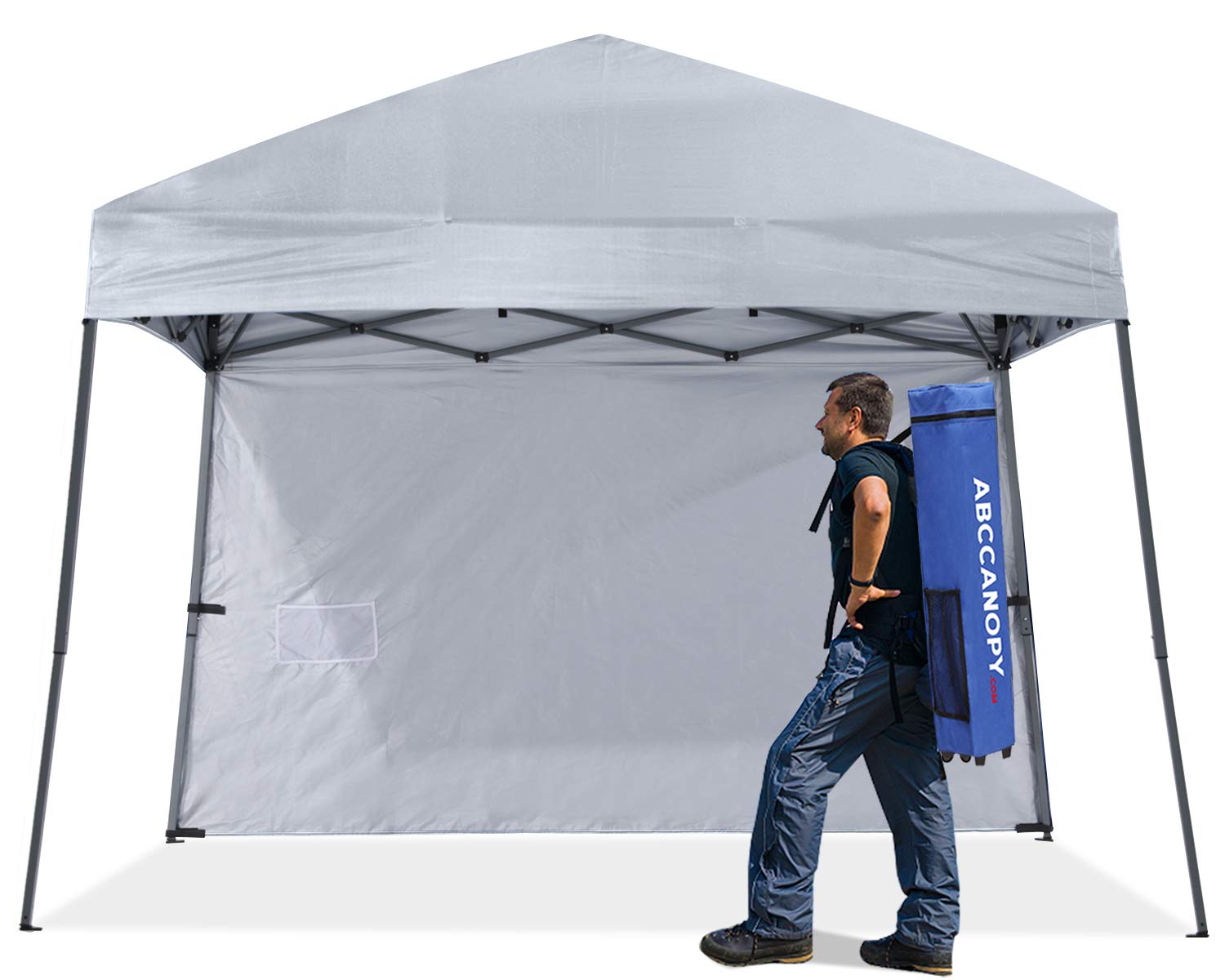 ABCCANOPY 2x2M Pop up Gazebo With One Side Panel Upgraded Bag, Stakes and Ropes (Slant legs,Grey)