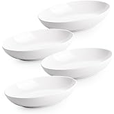 Gacoree 8" Oval Small Serving Bowls Set of 4, 24 oz White Ceramic Oval Bowls for Food, Small Serving Dish for Salad, Pasta, Side Dishes, Fruit, Snacks, Microwave Dishwasher Oven Safe