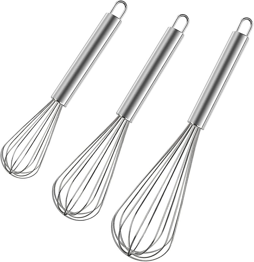 Polly Online Stainless Steel Whisk Set 8 10 12 Inch Balloon Whisks