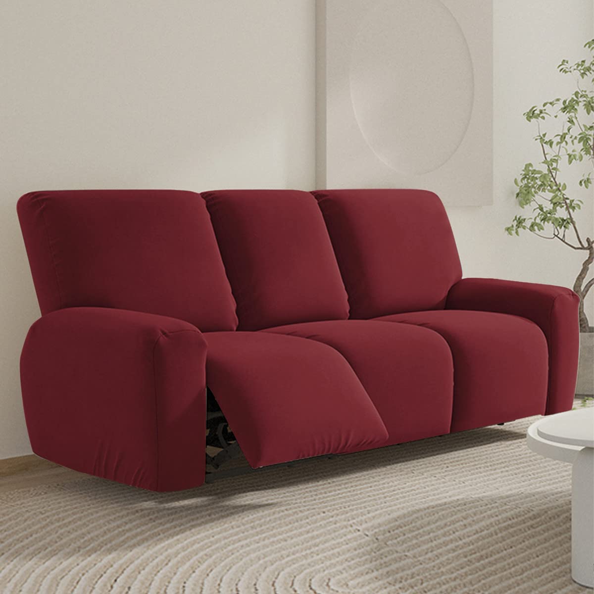 FANSU Recliner Chair Covers 3 Seater for Armchairs with Pockets, Stretch Recliner Slipcover for Electric Chair, Sofa Covers Furniture Protector for Living Room (3 Seater,red)