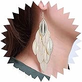 Andelaisi Boho Textured Leaf Dangle Earrings Vintage Filigree Leaf Earrings Gold Tribal Cluster Leaf Drop Earrings Super Lightweight Leaf Earrings Jewelry for Women and Girls