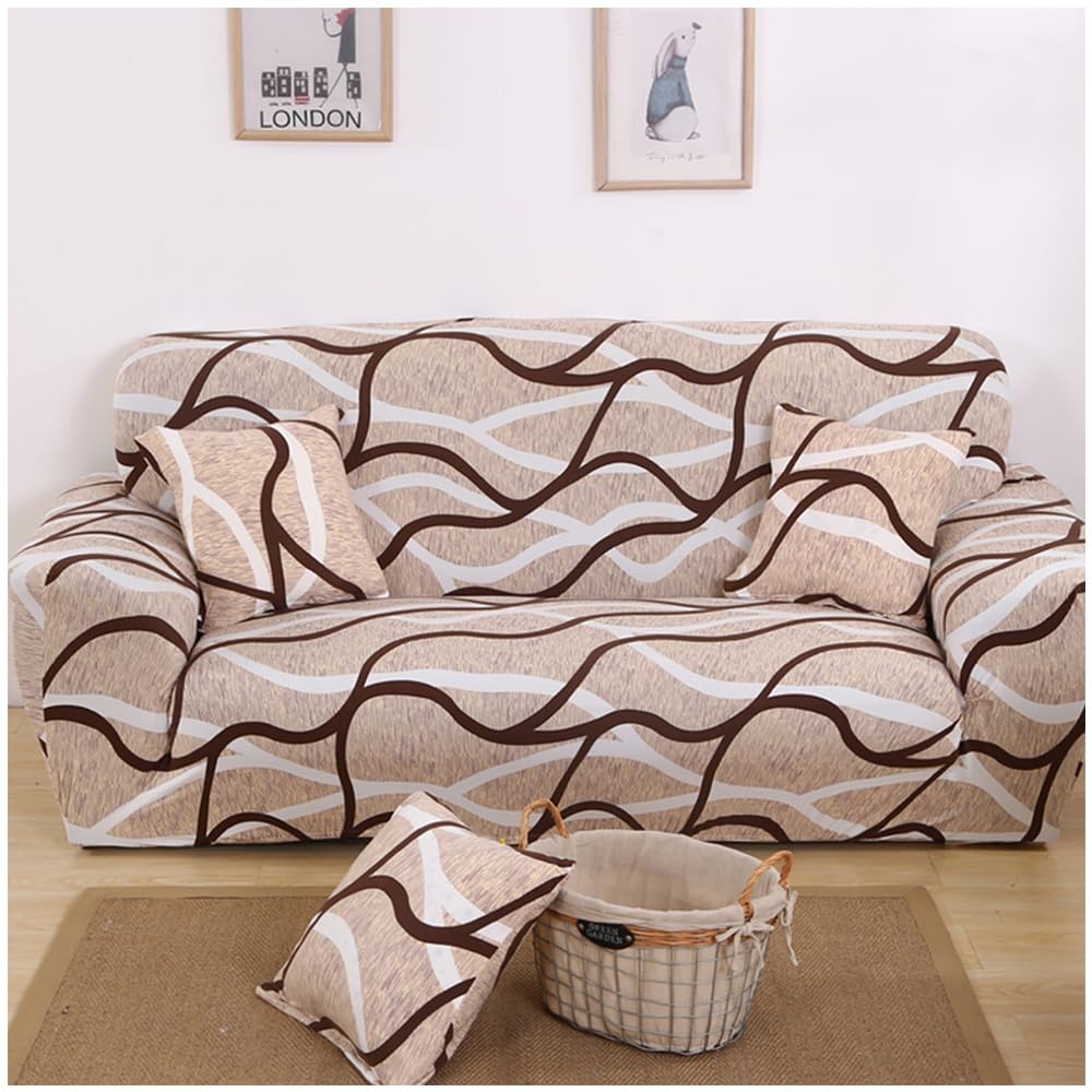Hggzeg Stretch Sofa Cover, High Elastic Fabric 1 2 3 Seater Couch Slipcover, Washable Printed Pattern Loveseat Settee, Universal Non Slip Couch Cover Furniture Protector Cover(2-Seater Sofa)