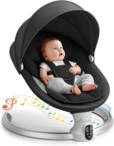 Fdlscpem Electric Baby Swing for Infant Bluetooth App 5 Speeds 3 Timers