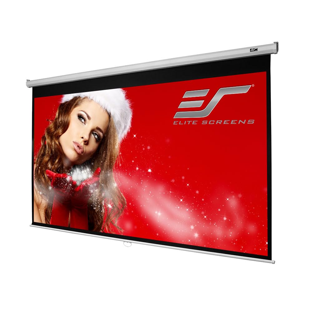 Photo 1 of Elite Screens Manual B, 100-INCH Manual Pull Down Projector Screen Diagonal 16:9 Diag 4K 8K 3D Ultra HDR HD Ready Home Theater Movie Office Presentation, M100H