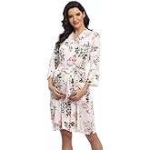 Women's Floral Maternity Robe - Labor and Delivery Robe for Hospital and Nursing Pregnancy Sleepwear